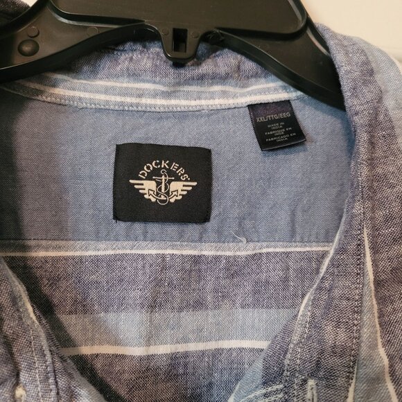 Dockers Men's Striped Linen Cotton Blend Shirt Short Sleeve Button Down Size XXL - Picture 3 of 5